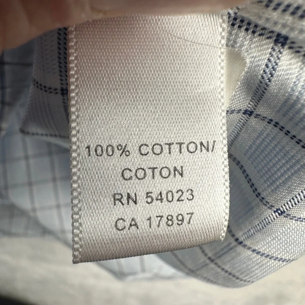 Banana Republic Mens Blue Check Cotton Button Shirt Small 14-14.5 80s Hong Kong